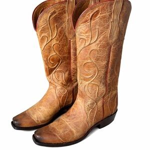 Lucchese Women’s Western Patsy Tan Corded Cowboy Boots M5109.74 Size 9